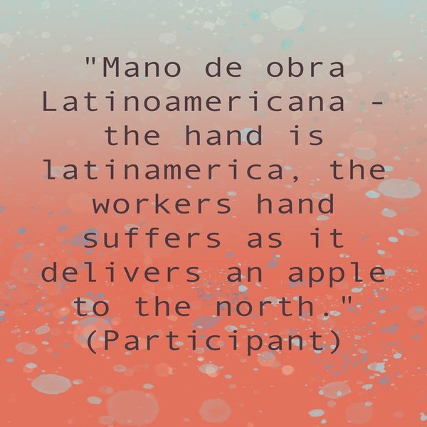 What the person who made Latin American agricultural workers wrote about it, in their own hand